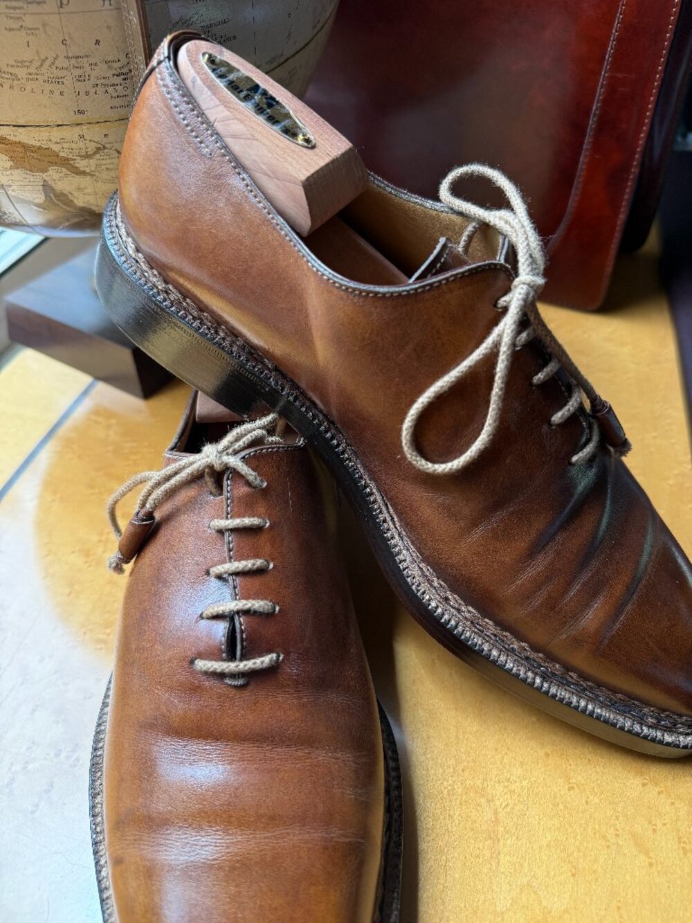 StefanoBi (for Domenico Vacca) Men's Italian Men's Shoes, Size 9.5, Cognac color - Picture 5 of 14